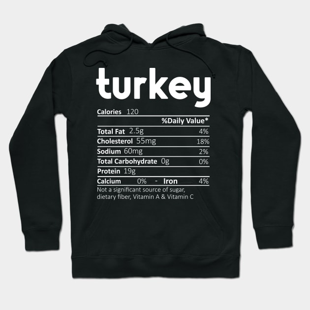 Turkey Nutrition Facts Funny Thanksgiving Christmas Hoodie by DragonTees